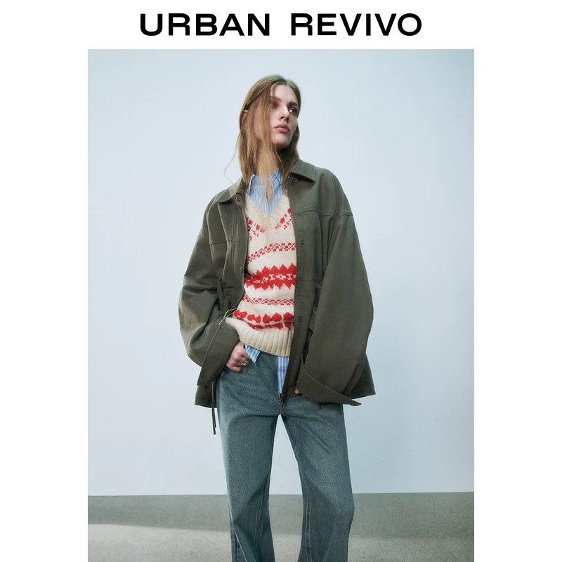 UR2025春季新品女装欧若风潮酷休闲工装风口袋宽松外套UYL150009