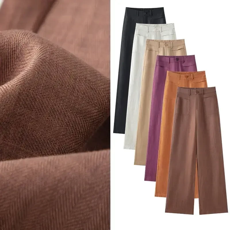 天丝亚麻窄版阔腿裤女夏季2025年新款高腰显瘦垂感直筒休闲九分裤