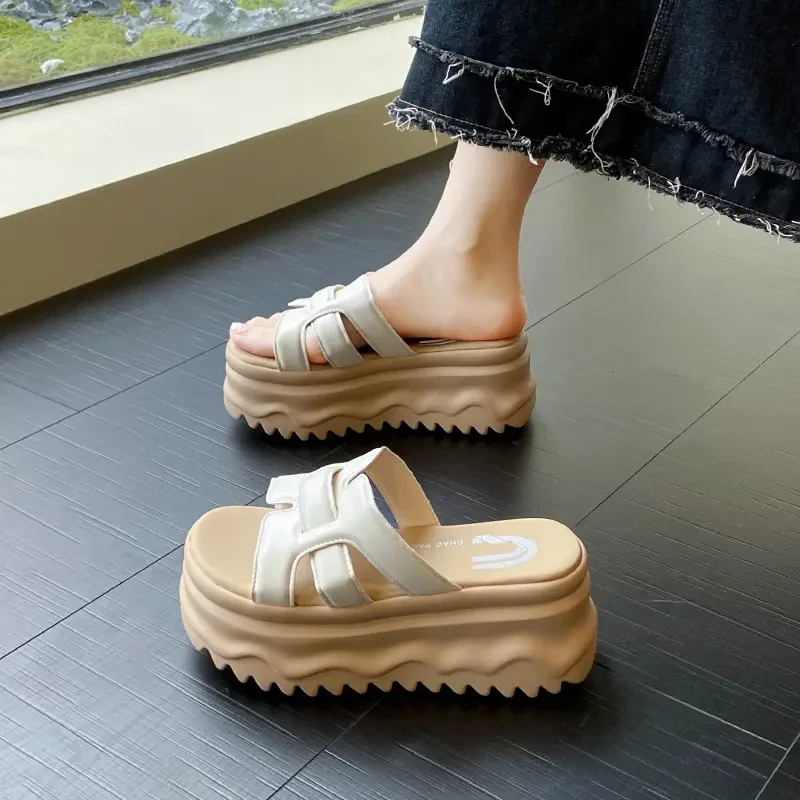 仙女风凉拖鞋女2025新款夏季外穿时尚厚底松糕舒适软底防滑沙滩鞋