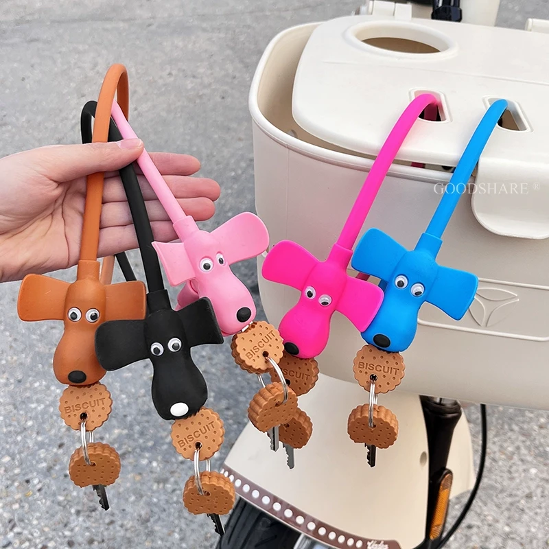 电动车车筐锁防盗锁可爱卡通饼干小狗雅迪爱玛电瓶自行车篮钥匙锁