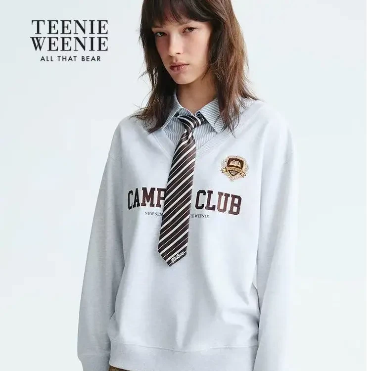 Teenie Weenie学院风宽松型印花字母卫衣休闲风长袖TTMA253802P