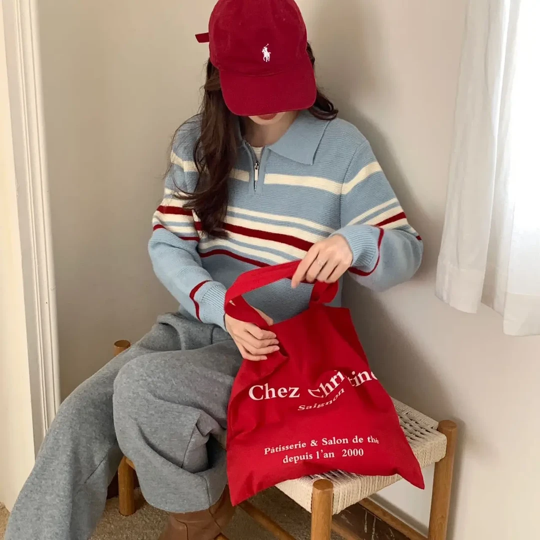 新疆包邮【c722】polo领半拉链针织衫-衣长55