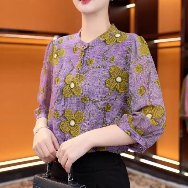 夏季2025新款梵幻雅灵小衫洋气衣服基础款衬衫短袖打底薄款上衣女