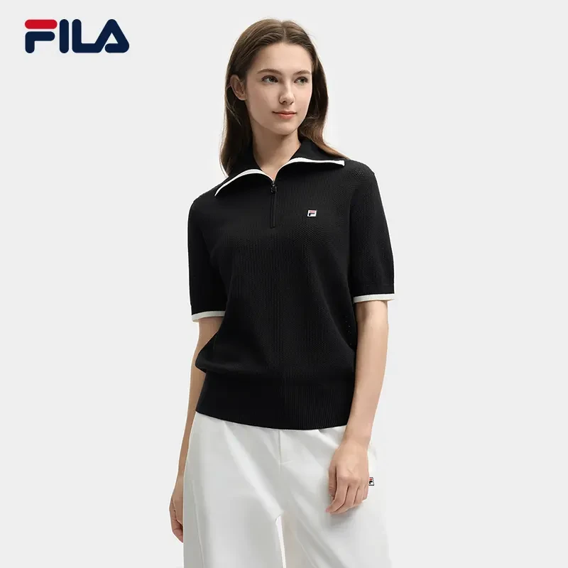 Fila/斐乐女士夏季新款【透气宽松休闲】运动编织短袖  F11W528407F
