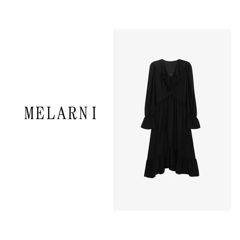 【MELARNI】柔软舒适轻奢优雅秋季气质连衣裙MLN10017