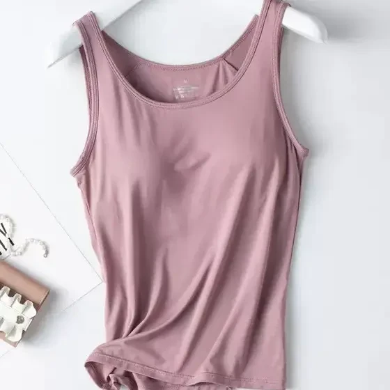 安圣朵 一体背心 莫代尔棉 长款打底背心 可放义乳