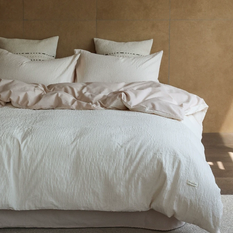 日式简约皱皱纱丨四件套纯棉全棉床单被套超柔裸睡轻奢高级感床品