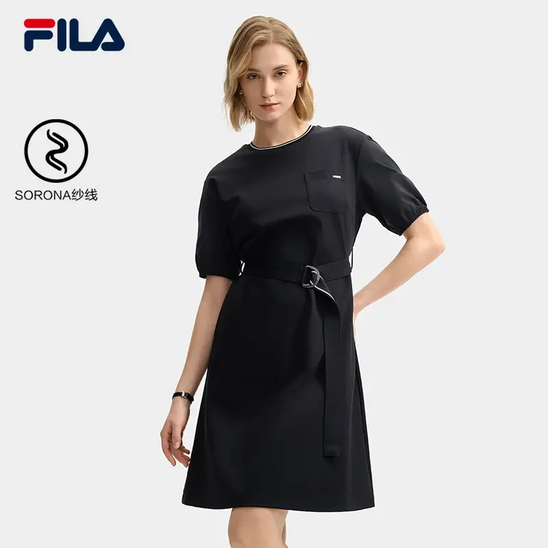 Fila/斐乐【收腰显瘦】气质连衣裙夏季新款休闲百搭户外简约连身裙