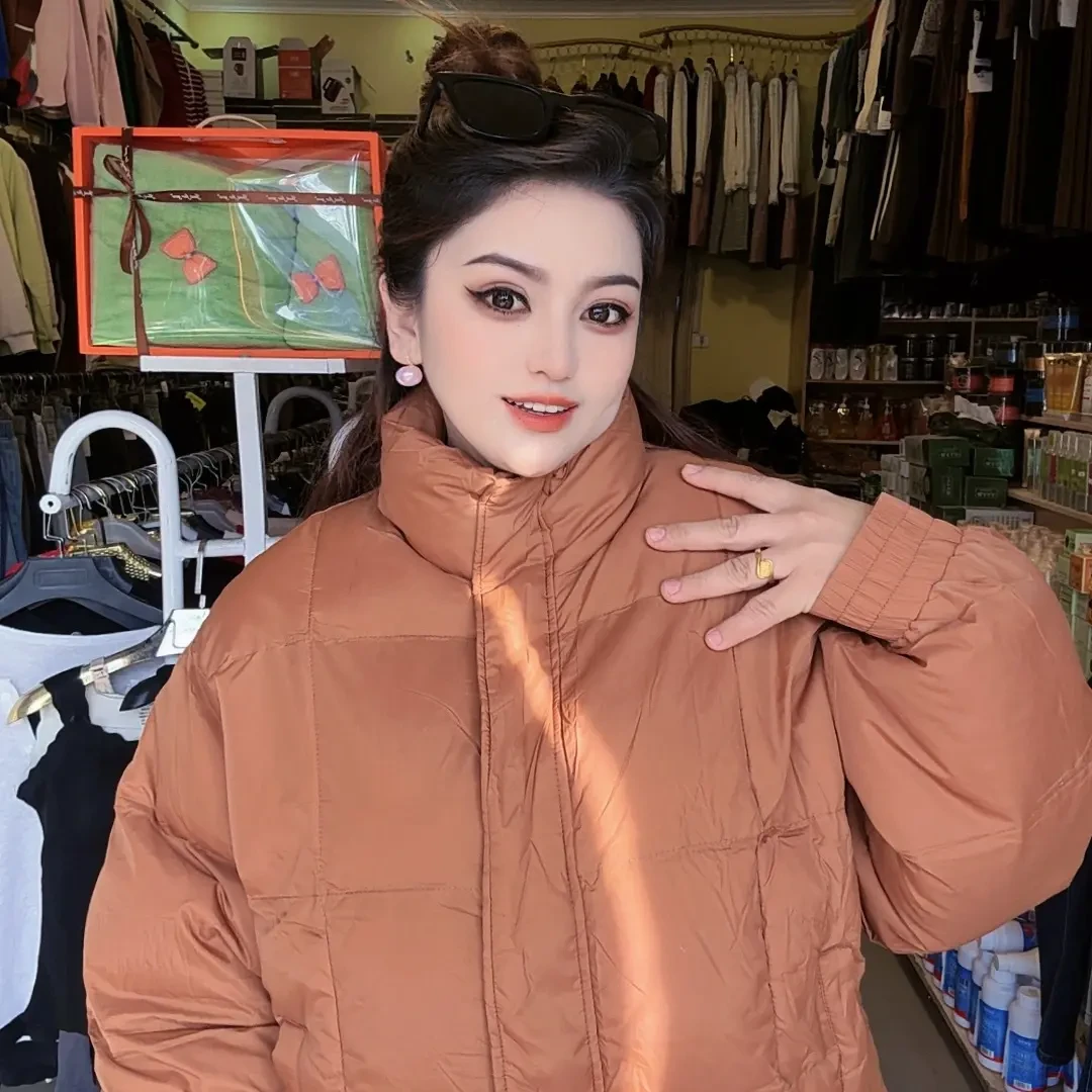 学生韩系小个子短款棉服女加厚保暖棉衣冬季拼接针织外套