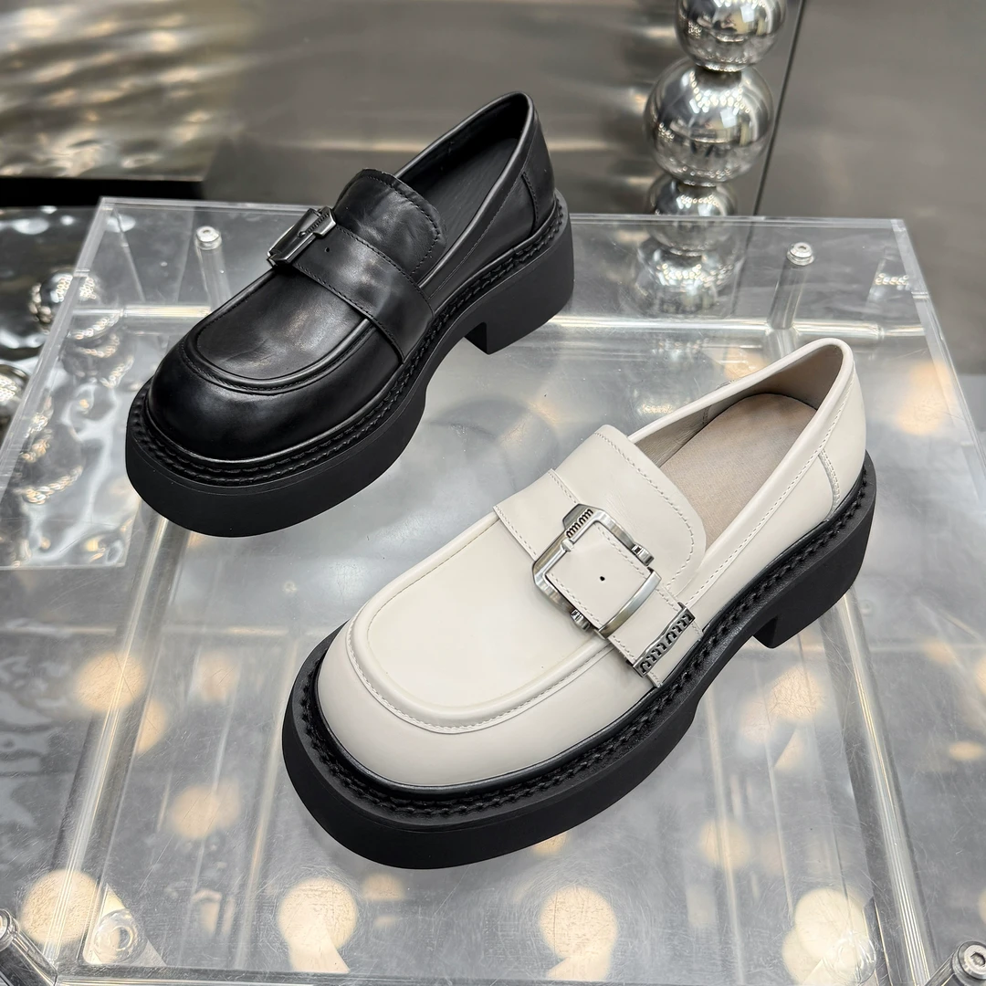 【现货】2025春季新款英伦风简约百搭乐福鞋女真皮高级感皮鞋9927-7