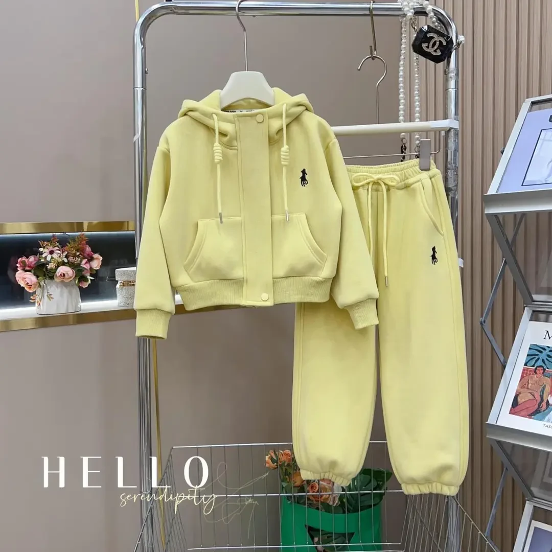 女童连帽洋气套装2025春秋款中大童秋季休闲卫衣卫裤外套两件套