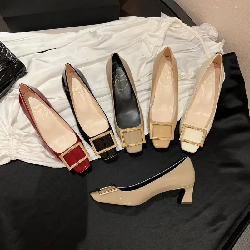 镇店之宝 每年升级款 漆皮方扣单鞋女2.5CM 5CM 7CM