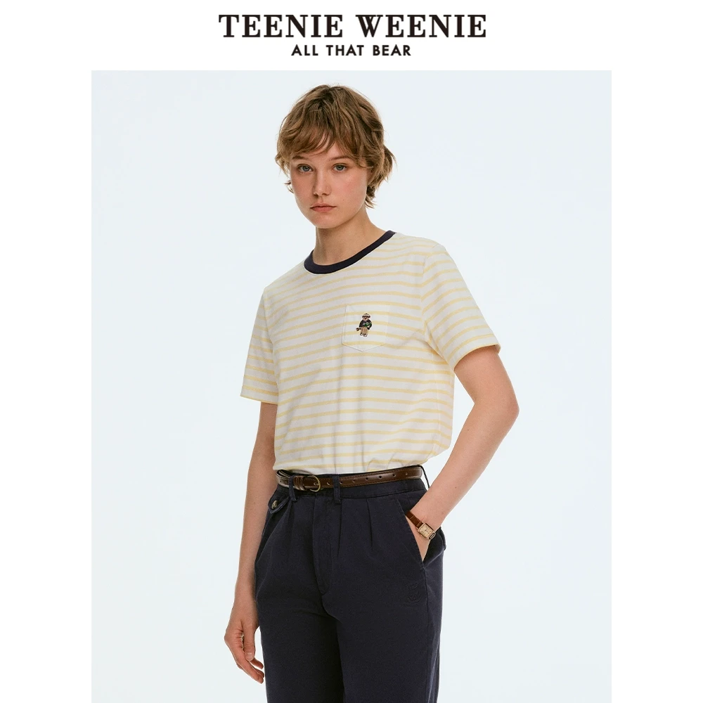 Teenie Weenie小熊25春夏新款时尚休闲撞色圆领短袖女TTRS256303I