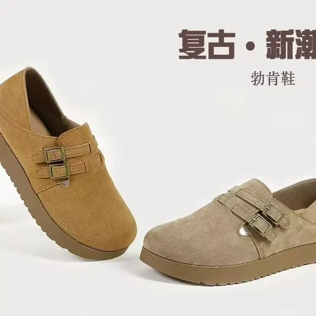 老北京女款包跟加绒勃肯鞋上班通勤百搭不累脚宽胖脚适用