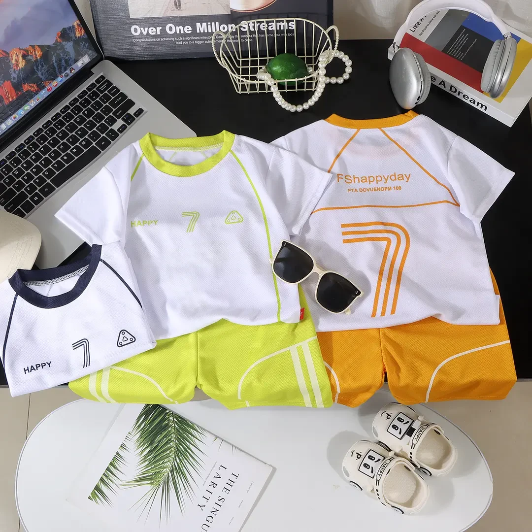 男童套装夏薄款运动服中大童男孩夏季帅气短袖裤球衣两件套速干t