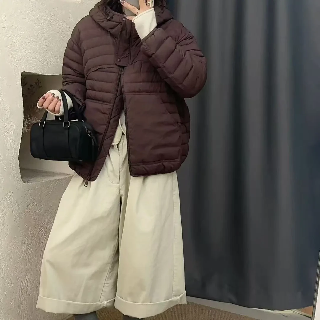 短款纯色女薄款秋冬休闲中长款合格品连帽简约黑色各1