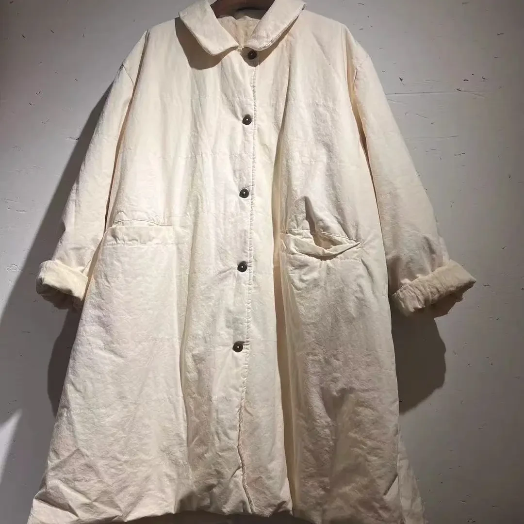 禾月分享衣路走来中长款皮麻棉棉服外套