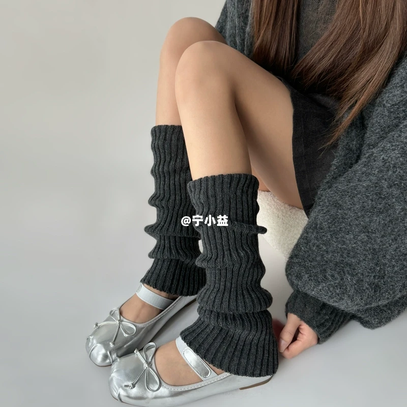 宁小益 针织jk袜套灰色系袜子女袜口加厚小腿套秋冬y2k辣妹堆堆袜