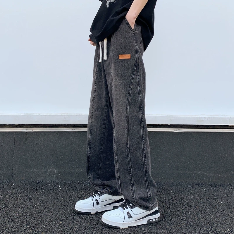 美式立体裁剪休闲牛仔裤男高街vibe宽松复古设计感春季直筒长裤子