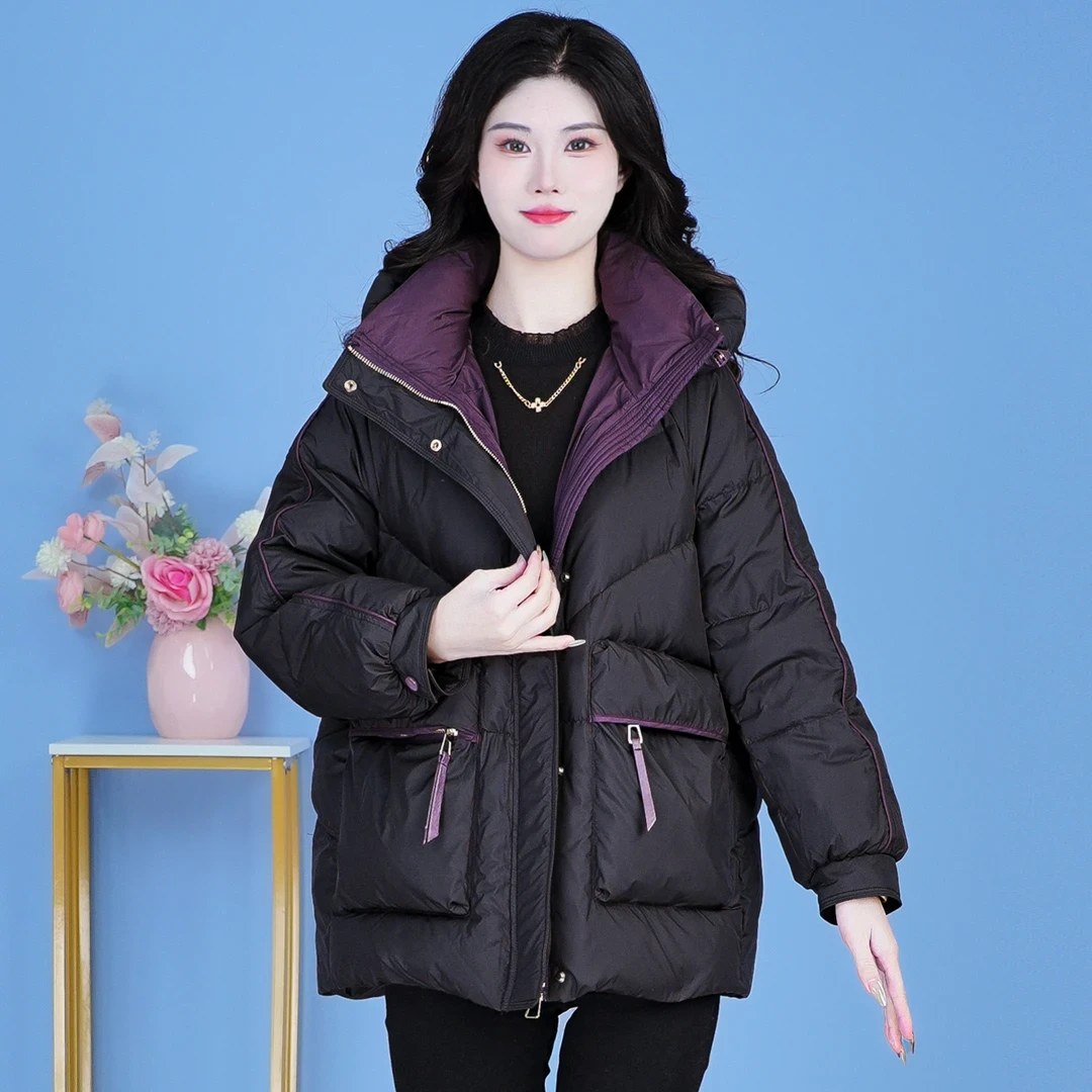 时髦洋气加厚保暖连帽棉服潮2025年冬季新款韩系休闲保暖显瘦外套