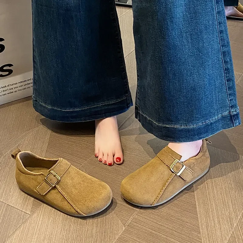 软底勃肯鞋女2025新款春季一脚蹬豆豆鞋时尚百搭英伦风复古女鞋子