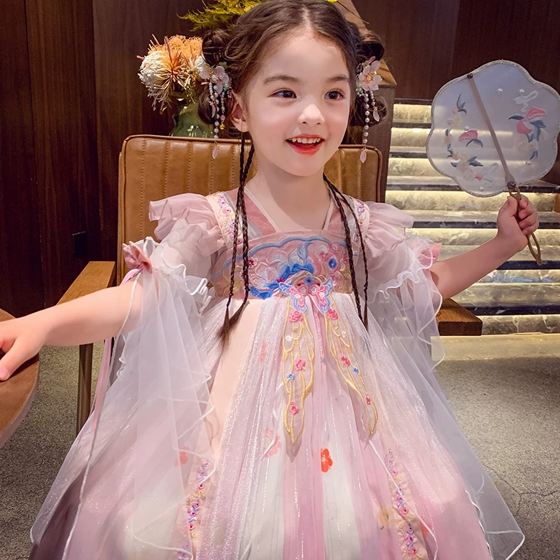 【现货】米米哈罗女童汉服裙国风改良连衣裙公儿童古装襦裙 C25103