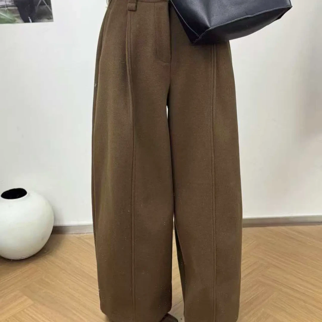 衣凡6875高腰显瘦加厚毛呢阔腿休闲裤秋冬