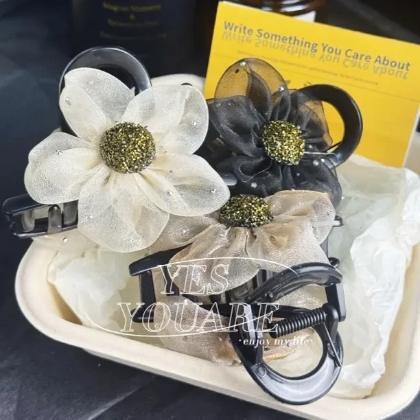 少女风欧美风抓夹原创设计发夹小香风黑色简约公主风