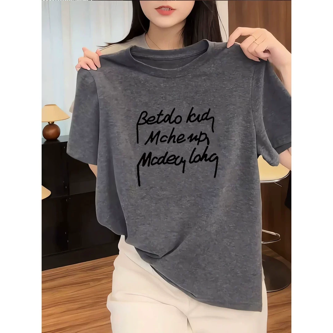 花灰色正肩短袖t恤女小众时尚百搭洋气减龄显瘦上衣薄款夏季潮