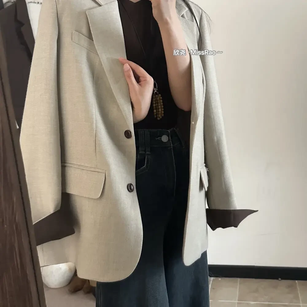 郑州初遇女装推荐秋季时尚气质韩版百搭撞色扣西装外套