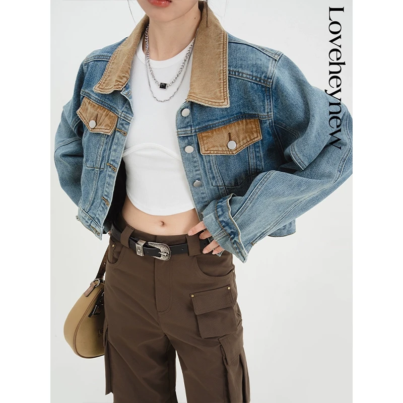 【年底宠粉福利】拼接牛仔外套女新款设计感休闲上衣百搭-3C165