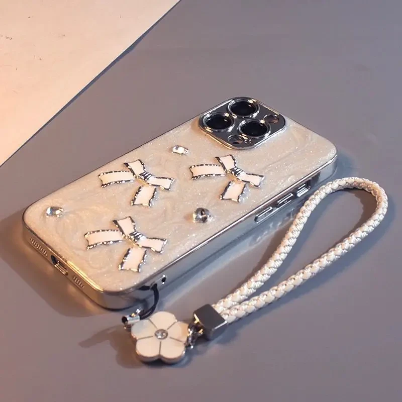 适用苹果16/15手机壳iPhone15promax立体钻石蝴蝶结14新13创意ins