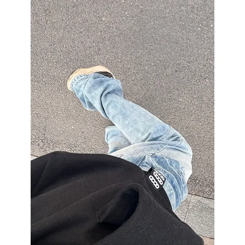 coldstone闪电纹微喇牛仔裤男款美式复古水洗裤子zlayco牛仔裤