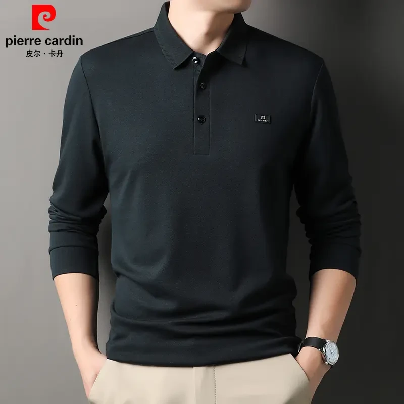 【顶奢亲肤棉+抗起球】皮尔卡丹高档男士长袖t恤秋季薄款休闲POLO衫