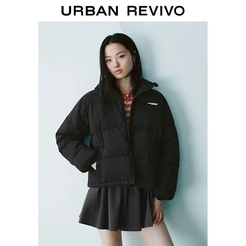 UR女装时尚撞色字母刺绣立领羽绒服UYY140017