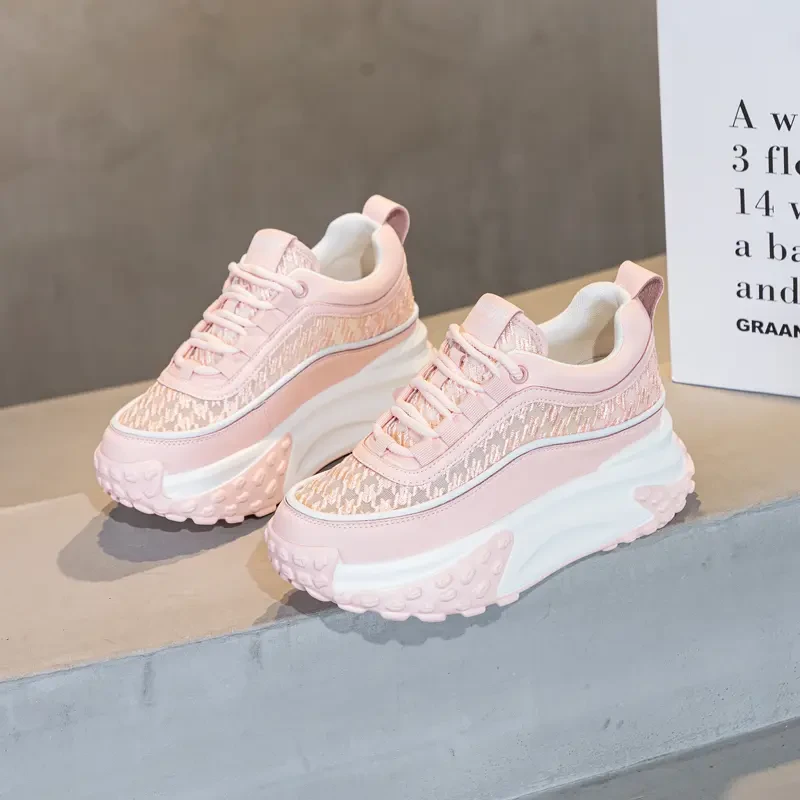 透气网面增高老爹鞋2025春夏季新款韩版网红夏季女款增高网面老爹