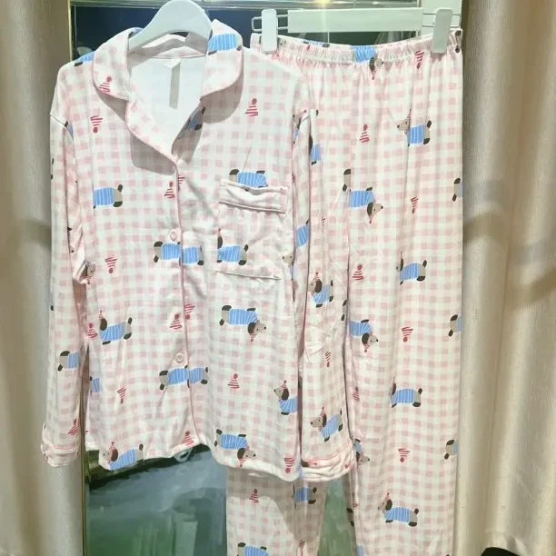 春秋季可爱卡通长袖裤睡衣女云朵棉薄款甜美学生家居服