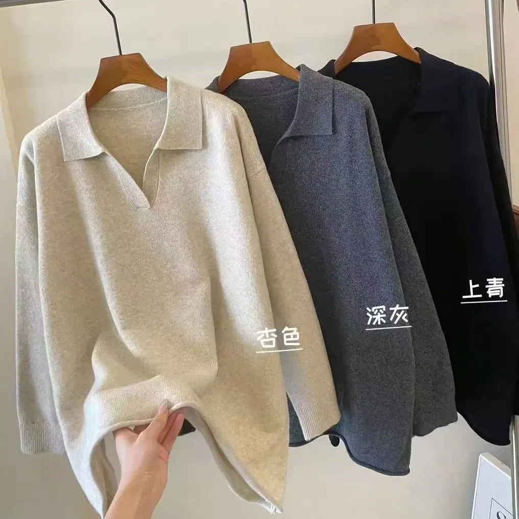 针织衫秋季针织长袖休闲套头韩版翻领毛衣百搭