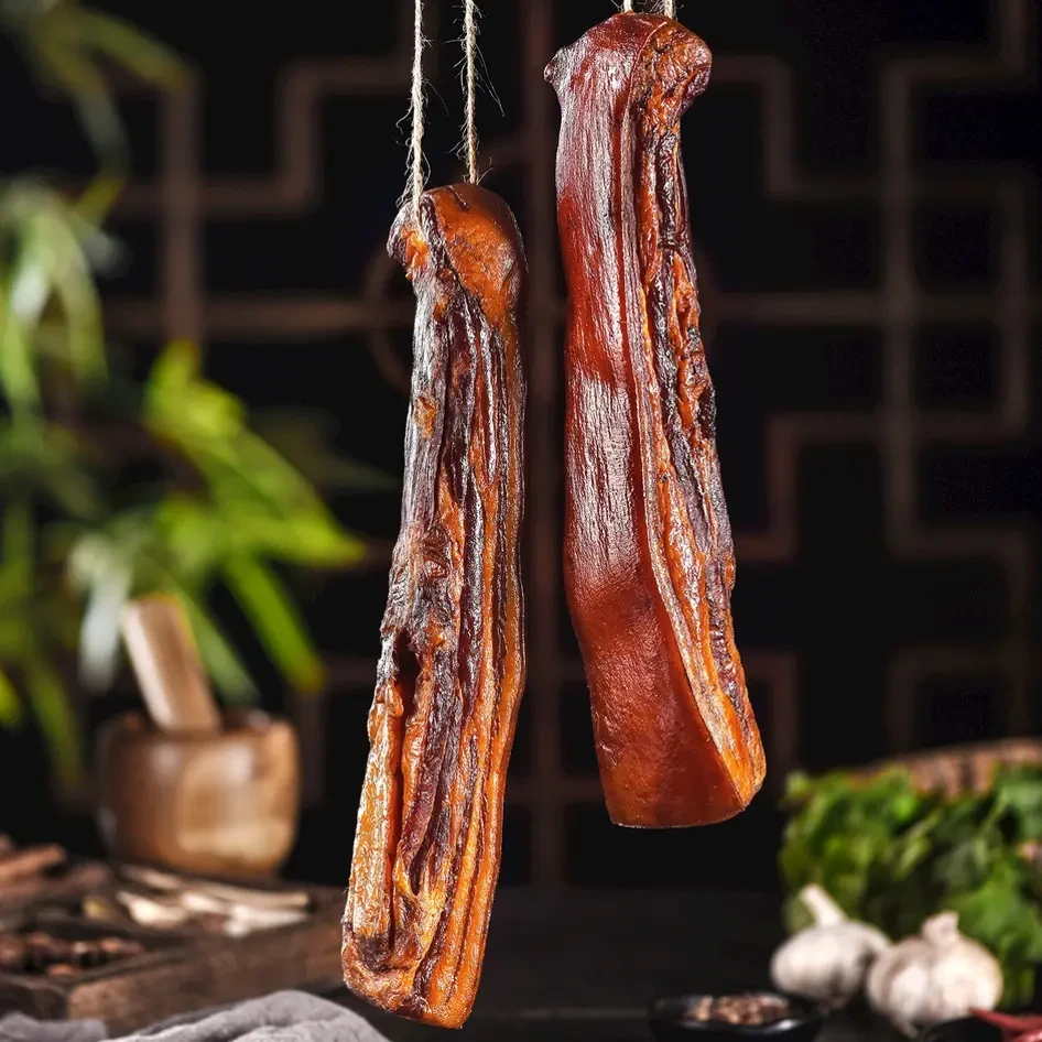（腊五花肉）湖南特产农家柴火烟熏腊肉土猪肉传统工艺钟支书助农