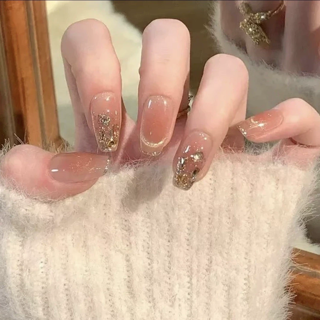 【塞纳黄昏】纯手工光疗穿戴甲重复使用美甲贴片