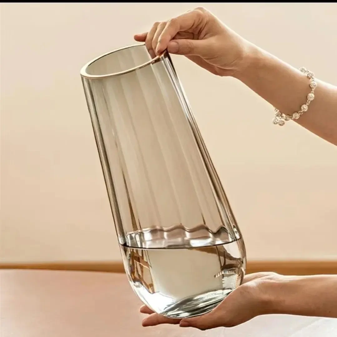 轻奢高级感花瓶摆件客厅插花透明玻璃水培水养鲜花玫瑰专用网红