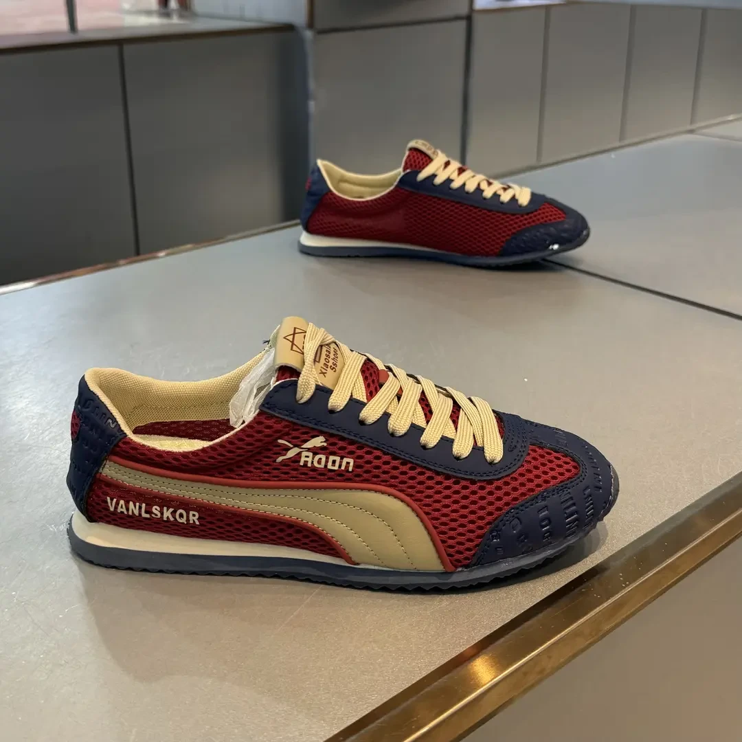 夏季新款男鞋时尚百搭舒适软底轻便透气网面拼色低帮耐磨休闲板鞋