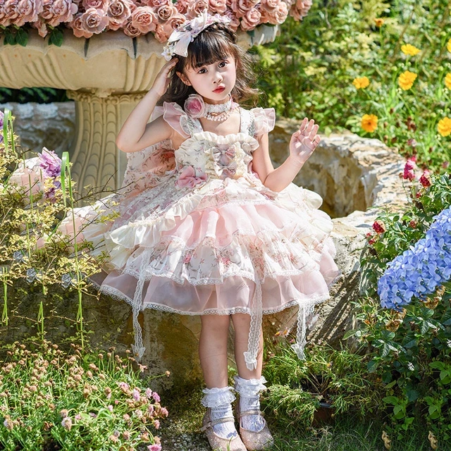 女小童洛丽塔公主裙夏季新款洋气莫奈花园连衣裙花仙子洛丽塔裙子