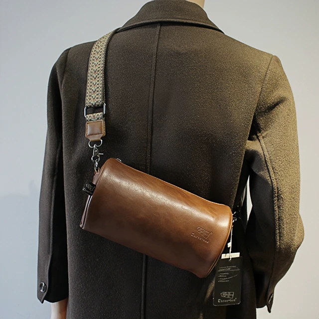 2024新款潮牌小众设计感圆筒包单肩斜挎包休闲简约软皮小包男女潮