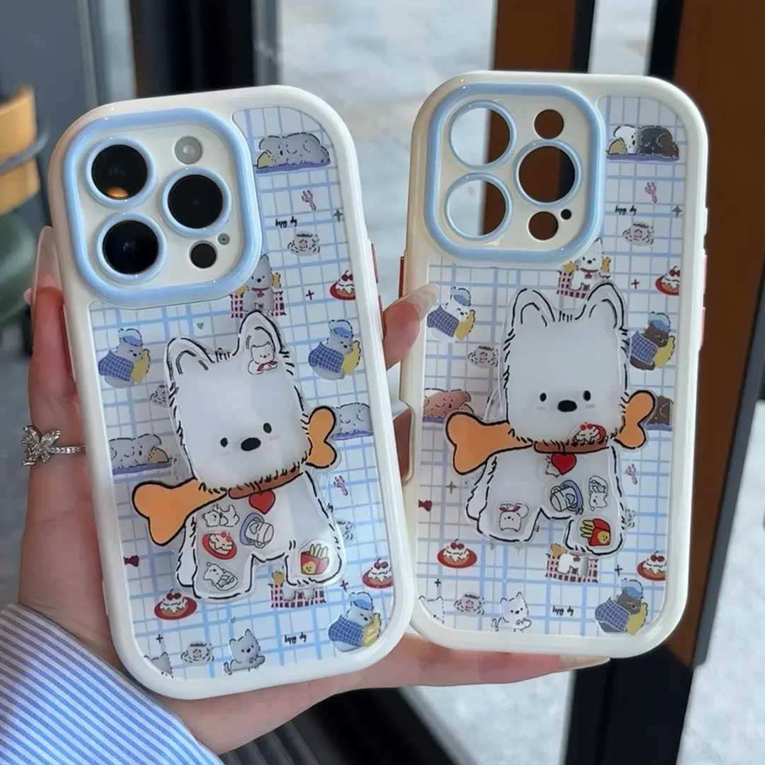 创意西高地摇摇乐支架适用苹果16防摔手机壳iPhone15新款全包男女