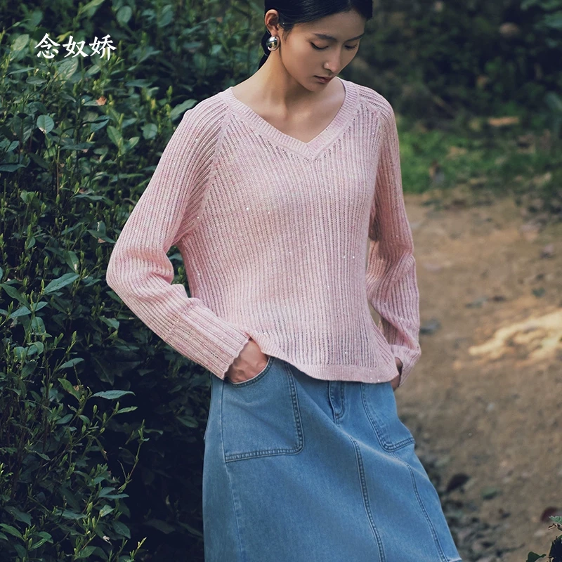 念奴娇商场同款夏季新品【亮片毛针织衫】透气舒适女上衣CNK5452