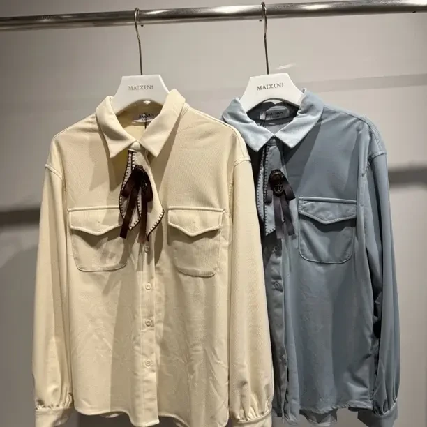 秋冬新款杏色温柔系叠穿宽松长袖衬衫CSLYS04B