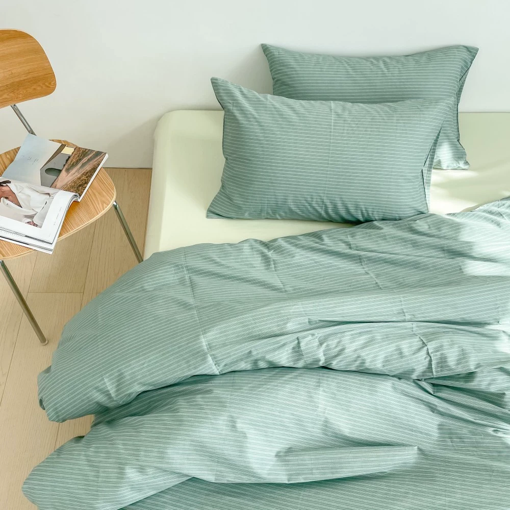 森林不远 基础自然系列全棉三四件套条纹男女款床单被套床笠纯棉