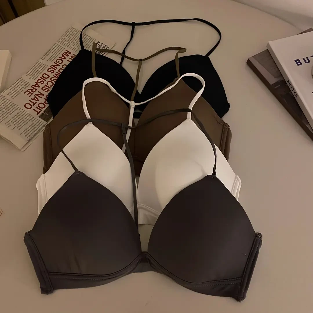 【乳胶杯垫】文胸一体三角杯挂脖小背心吊带女调节内衣内搭美背上衣