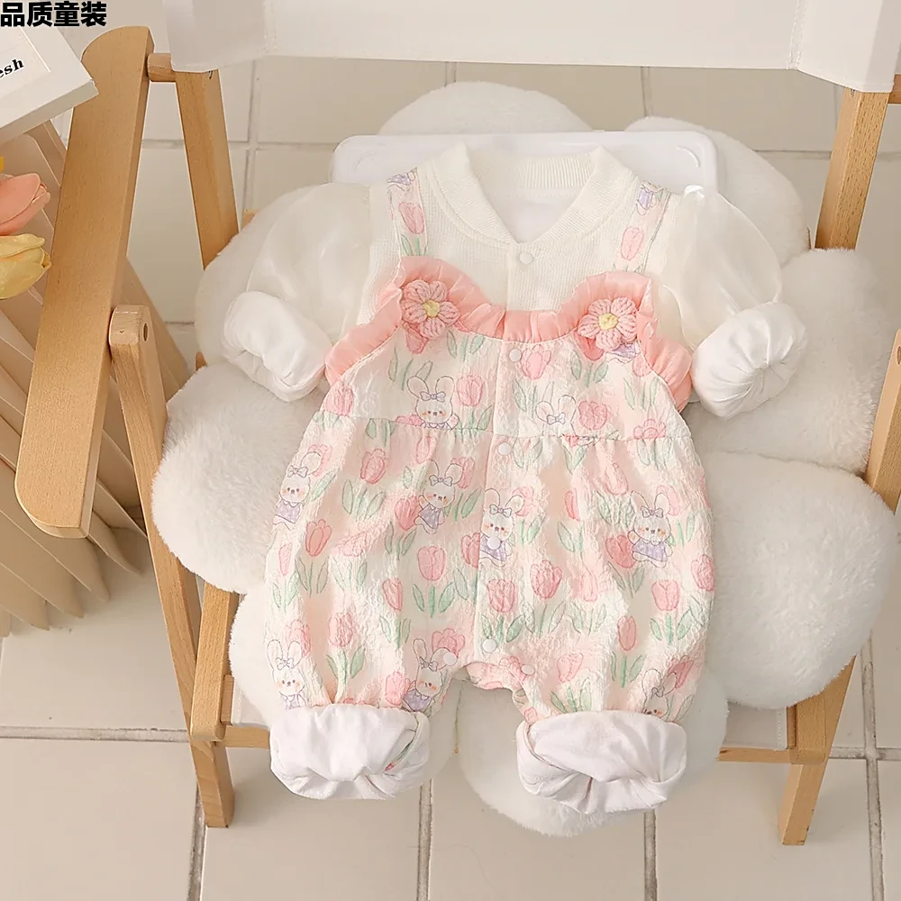 李宁赤兔婴儿秋季连衣女宝宝秋装新生儿衣服春秋款长袖郁金香早秋